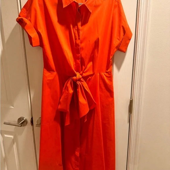 Lauren Ralph Lauren | Dresses | Ralph Lauren Orange Tie Front Midi Dress |  Poshmark